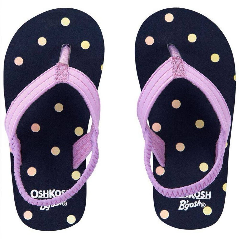 NWT Carter’s Toddler Girl Flip Flop Sandals - Navy Polka Dot - Size L (9-10)
